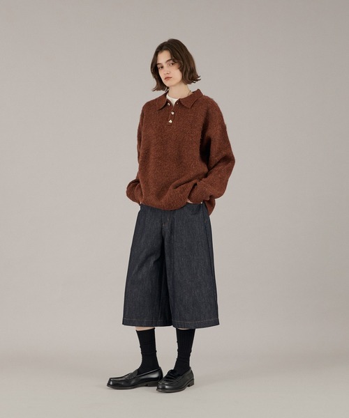 ONCILY(オンシェリー)の「26AW SILVER BUTTON SHAGGY KNIT POLO / 26AW シルバーボタンシャギーニットポロ(ニット/セーター・メンズ・チャコールグレー/ネイビー/ブラウン/レッド/ブルー/グリーン/アイボリー/グリーン系その他/オレンジ系その他/ブルーグリーン・SMALL/MEDIUM/LARGE)」の16枚目の写真