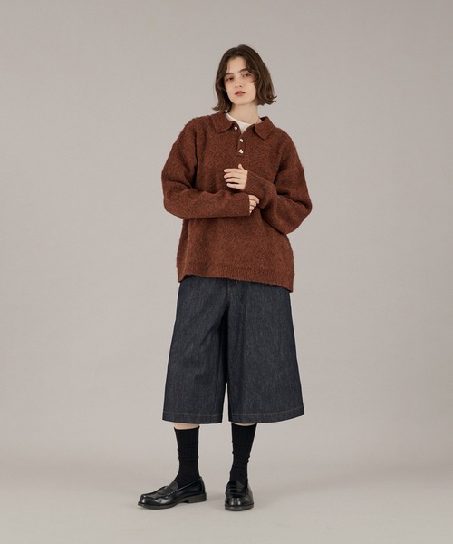 ONCILY(オンシェリー)の「26AW SILVER BUTTON SHAGGY KNIT POLO / 26AW シルバーボタンシャギーニットポロ(ニット/セーター・メンズ・チャコールグレー/ネイビー/ブラウン/レッド/ブルー/グリーン/アイボリー/グリーン系その他/オレンジ系その他/ブルーグリーン・SMALL/MEDIUM/LARGE)」の15枚目の写真