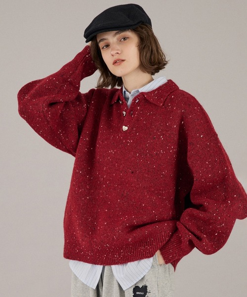 ONCILY(オンシェリー)の「26AW SILVER BUTTON SHAGGY KNIT POLO / 26AW シルバーボタンシャギーニットポロ(ニット/セーター・メンズ・チャコールグレー/ネイビー/ブラウン/レッド/ブルー/グリーン/アイボリー/グリーン系その他/オレンジ系その他/ブルーグリーン・SMALL/MEDIUM/LARGE)」の19枚目の写真