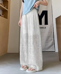 アンティークレースデザインイージーワイドパンツ