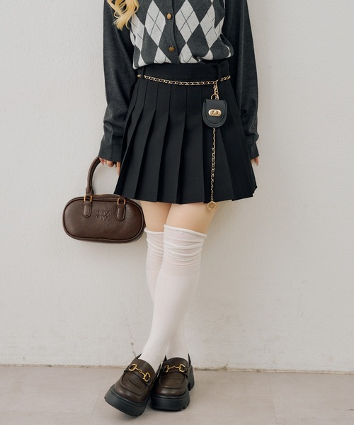 continuer de NICE CLAUP(コンティニューデナイスクラップ)の「チャーム付プリーツミニSK(スカート・レディース・ブラック系その他/グレー系その他2/チャコールグレー/ブラウン/ブラック・FREE)」の12枚目の写真