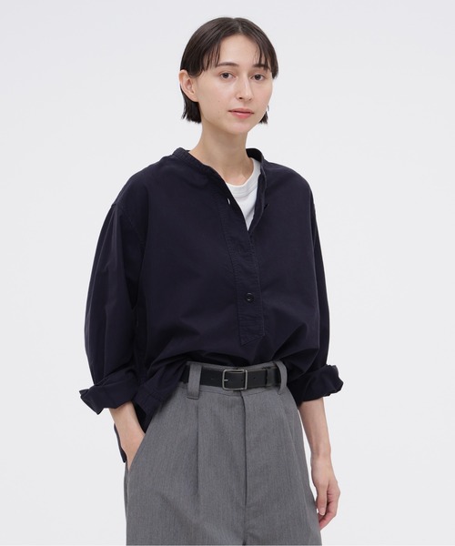 MHL.（エムエイチエル）の「SOFT HOPSACK（シャツ/ブラウス・レディース・ネイビー/オフホワイト/ブルー・3/2/1）」の2枚目の写真