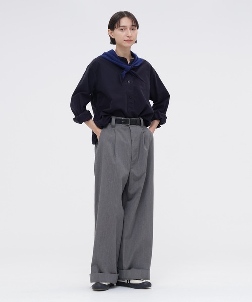 MHL.（エムエイチエル）の「SOFT HOPSACK（シャツ/ブラウス・レディース・ネイビー/オフホワイト/ブルー・3/2/1）」の9枚目の写真