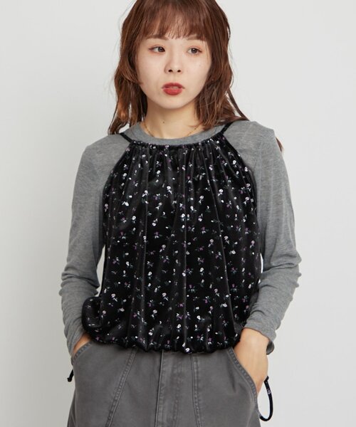 WILLOW（ウィロー）の「【willow】無地／小花柄ベロアキャミタンク（タンクトップ・レディース・ブラック/ブラック系その他・ONE SIZE）」の16枚目の写真