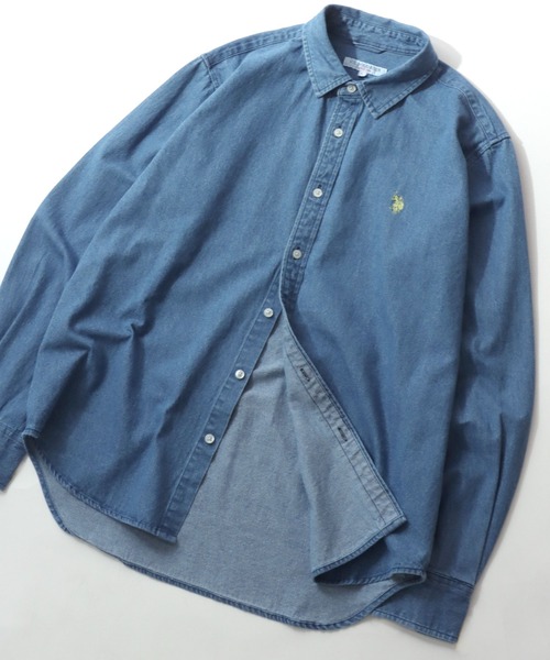 U.S. POLO ASSN.(ユーエスポロアッスン)の「U.S. POLO ASSN./ユーエスポロアッスン オーバーサイズ ワンポイント刺繍 デニムシャツ フランネルチェックシャツ レギュラーカラーシャツ 長袖シャツ レディース メンズ(シャツ/ブラウス・メンズ・ダークグレー/ブラウン系その他/ネイビー/ライトブルー/レッド系その他3/レッド系その他2/レッド系その他/ブルー系その他/イエロー系その他・L/M/LL)」の4枚目の写真