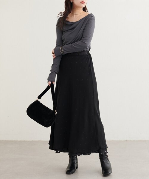 natural couture(ナチュラルクチュール)の「ドレープカットプルオーバー(Tシャツ/カットソー・レディース・チャコールグレー/ライトベージュ/ブラック/アイボリー/ブラウン・FREE)」の14枚目の写真