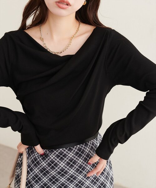 natural couture(ナチュラルクチュール)の「ドレープカットプルオーバー(Tシャツ/カットソー・レディース・チャコールグレー/ライトベージュ/ブラック/アイボリー/ブラウン・FREE)」の15枚目の写真