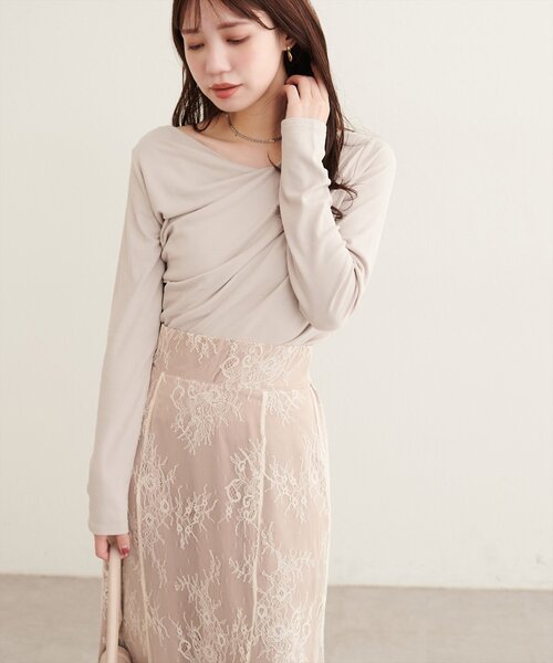 natural couture(ナチュラルクチュール)の「ドレープカットプルオーバー(Tシャツ/カットソー・レディース・チャコールグレー/ライトベージュ/ブラック/アイボリー/ブラウン・FREE)」の20枚目の写真