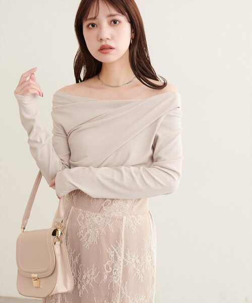 natural couture(ナチュラルクチュール)の「ドレープカットプルオーバー(Tシャツ/カットソー・レディース・チャコールグレー/ライトベージュ/ブラック/アイボリー/ブラウン・FREE)」の21枚目の写真