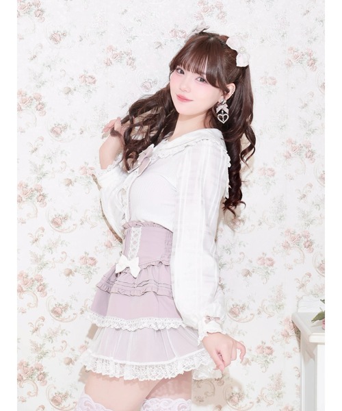 NOEMIE(ノエミー)の「シアーチェックハートバックルセーラーカットソー(Tシャツ/カットソー・レディース・ブルー系その他/ピンク系その他/ブラック・M)」の10枚目の写真