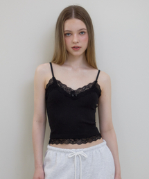 Lace Trim Sleeveless [Black]