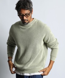 The DUFFER of ST.GEORGE（ザダファーオブセントジョージ）の「GARMENT-DYE FADE COLOR KNIT:ガーメントダイ フェードカラー ニット   畦編み   コットンニット   セーター   硫化染め（ニット/セーター）」