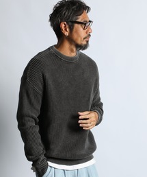 The DUFFER of ST.GEORGE（ザダファーオブセントジョージ）の「GARMENT-DYE FADE COLOR KNIT:ガーメントダイ フェードカラー ニット   畦編み   コットンニット   セーター   硫化染め（ニット/セーター）」