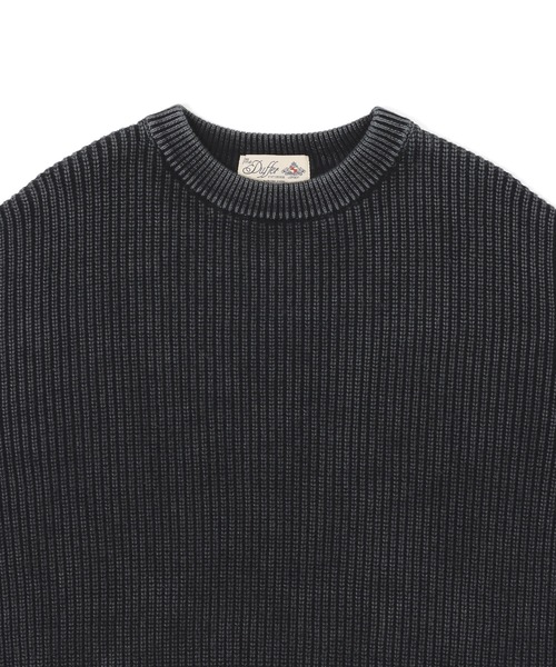 The DUFFER of ST.GEORGE（ザダファーオブセントジョージ）の「GARMENT-DYE FADE COLOR KNIT：ガーメントダイ フェードカラー ニット / 畦編み / コットンニット / セーター / 硫化染め（ニット/セーター・メンズ・ライトグレー/ブラック/カーキ/ネイビー・X-LARGE/MEDIUM/SMALL/LARGE）」の7枚目の写真