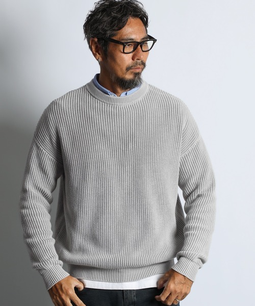 The DUFFER of ST.GEORGE（ザダファーオブセントジョージ）の「GARMENT-DYE FADE COLOR KNIT：ガーメントダイ フェードカラー ニット / 畦編み / コットンニット / セーター / 硫化染め（ニット/セーター・メンズ・ライトグレー/ブラック/カーキ/ネイビー・X-LARGE/MEDIUM/SMALL/LARGE）」の15枚目の写真