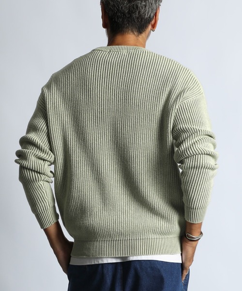The DUFFER of ST.GEORGE（ザダファーオブセントジョージ）の「GARMENT-DYE FADE COLOR KNIT：ガーメントダイ フェードカラー ニット / 畦編み / コットンニット / セーター / 硫化染め（ニット/セーター・メンズ・ライトグレー/ブラック/カーキ/ネイビー・X-LARGE/MEDIUM/SMALL/LARGE）」の22枚目の写真