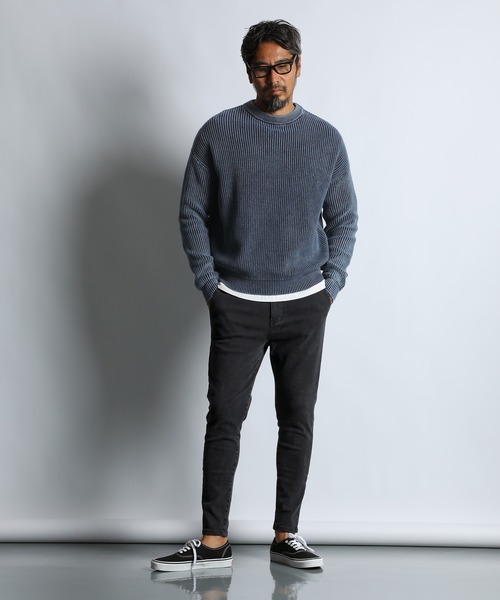 The DUFFER of ST.GEORGE（ザダファーオブセントジョージ）の「GARMENT-DYE FADE COLOR KNIT：ガーメントダイ フェードカラー ニット / 畦編み / コットンニット / セーター / 硫化染め（ニット/セーター・メンズ・ライトグレー/ブラック/カーキ/ネイビー・X-LARGE/MEDIUM/SMALL/LARGE）」の20枚目の写真