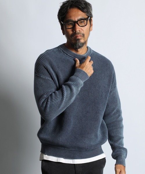 The DUFFER of ST.GEORGE（ザダファーオブセントジョージ）の「GARMENT-DYE FADE COLOR KNIT：ガーメントダイ フェードカラー ニット / 畦編み / コットンニット / セーター / 硫化染め（ニット/セーター・メンズ・ライトグレー/ブラック/カーキ/ネイビー・X-LARGE/MEDIUM/SMALL/LARGE）」の19枚目の写真