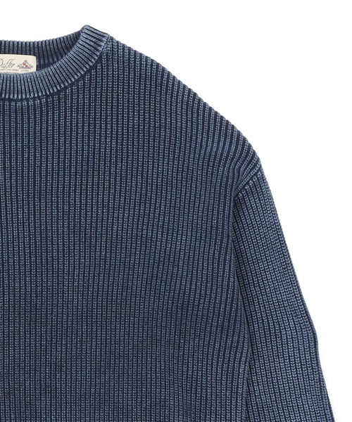 The DUFFER of ST.GEORGE（ザダファーオブセントジョージ）の「GARMENT-DYE FADE COLOR KNIT：ガーメントダイ フェードカラー ニット / 畦編み / コットンニット / セーター / 硫化染め（ニット/セーター・メンズ・ライトグレー/ブラック/カーキ/ネイビー・X-LARGE/MEDIUM/SMALL/LARGE）」の11枚目の写真