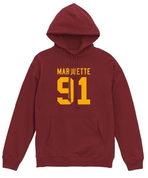 Ol' Basics(オールベーシックス)の「Ol' Basics(オール・ベーシックス) プルパーカー スウェット MARQUETTE ロゴ ナンバリング プリント 裏毛 トップス レディース ユニセックス(パーカー・レディース・インディゴブルー/モスグリーン/アッシュ/バーガンディー・S)」の4枚目の写真