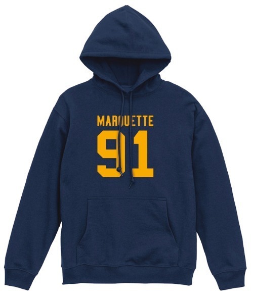 Ol' Basics(オールベーシックス)の「Ol' Basics(オール・ベーシックス) プルパーカー スウェット MARQUETTE ロゴ ナンバリング プリント 裏毛 トップス レディース ユニセックス(パーカー・レディース・インディゴブルー/モスグリーン/アッシュ/バーガンディー・S)」の3枚目の写真
