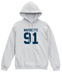 Ol' Basics(オール・ベーシックス) プルパーカー スウェット MARQUETTE ロゴ ナンバリング プリント 裏毛 トップス レディース ユニセックス