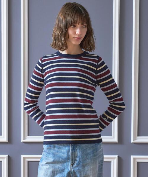 DRESSTERIOR(ドレステリア)の「ストレッチ フルニードルボーダーニット(ニット/セーター・レディース・ネイビー系2/ブラック系2・34/36/38)」の6枚目の写真