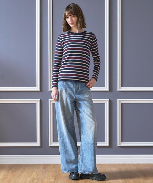 DRESSTERIOR(ドレステリア)の「ストレッチ フルニードルボーダーニット(ニット/セーター・レディース・ネイビー系2/ブラック系2・34/36/38)」の7枚目の写真
