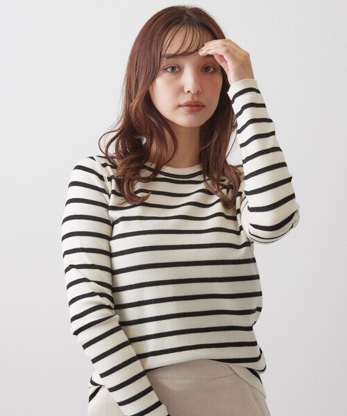 DRESSTERIOR(ドレステリア)の「ストレッチ フルニードルボーダーニット(ニット/セーター・レディース・ネイビー系2/ブラック系2・34/36/38)」の9枚目の写真