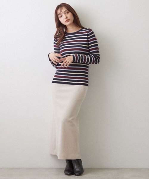 DRESSTERIOR(ドレステリア)の「ストレッチ フルニードルボーダーニット(ニット/セーター・レディース・ネイビー系2/ブラック系2・34/36/38)」の16枚目の写真