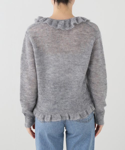 IENA(イエナ)の「《一部店舗限定》モヘヤミックス フリルカーディガン(ニット/セーター・レディース・グレー/ピンク・FREE)」の5枚目の写真