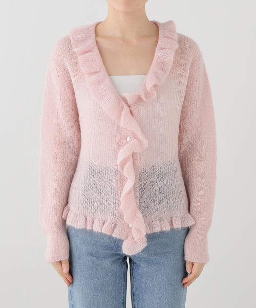 IENA(イエナ)の「《一部店舗限定》モヘヤミックス フリルカーディガン(ニット/セーター・レディース・グレー/ピンク・FREE)」の11枚目の写真