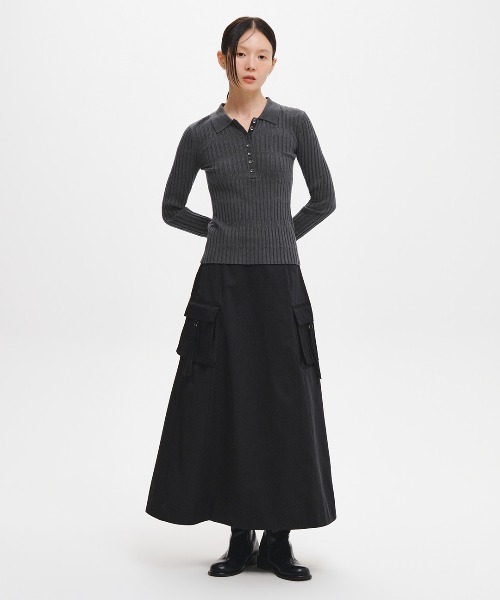 GENERAL IDEA（ジェネラルアイデア）の「【GENERAL IDEA】ヘリンボーン配色襟付きスリムニット / HERRINGBONE CONTRAST COLLAR SLIM KNIT（ニット/セーター・レディース・オートミール/チャコール/アイボリー・M/S/L）」の12枚目の写真