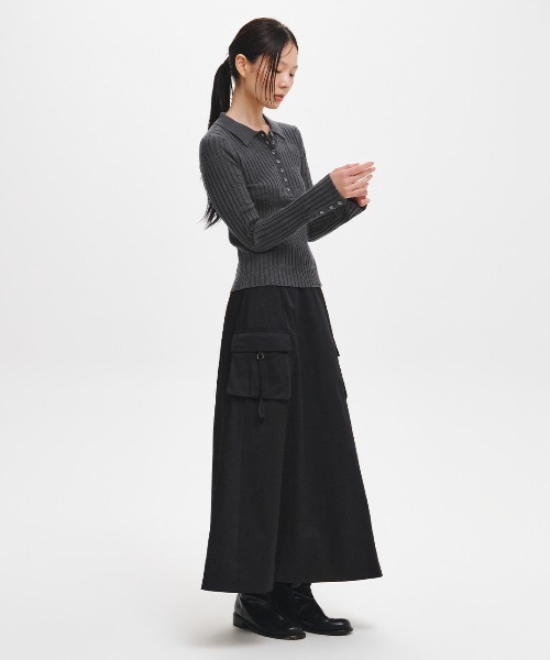 GENERAL IDEA（ジェネラルアイデア）の「【GENERAL IDEA】ヘリンボーン配色襟付きスリムニット / HERRINGBONE CONTRAST COLLAR SLIM KNIT（ニット/セーター・レディース・オートミール/チャコール/アイボリー・M/S/L）」の13枚目の写真