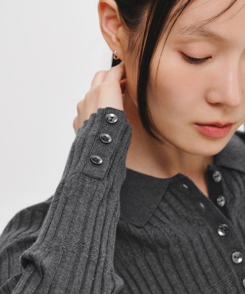 GENERAL IDEA（ジェネラルアイデア）の「【GENERAL IDEA】ヘリンボーン配色襟付きスリムニット / HERRINGBONE CONTRAST COLLAR SLIM KNIT（ニット/セーター・レディース・オートミール/チャコール/アイボリー・M/S/L）」の11枚目の写真
