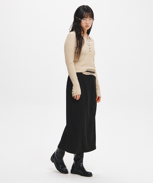 GENERAL IDEA（ジェネラルアイデア）の「【GENERAL IDEA】ヘリンボーン配色襟付きスリムニット / HERRINGBONE CONTRAST COLLAR SLIM KNIT（ニット/セーター・レディース・オートミール/チャコール/アイボリー・M/S/L）」の18枚目の写真