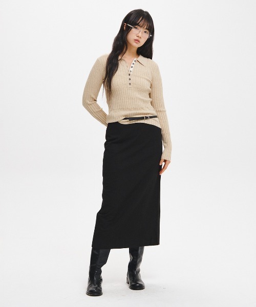 GENERAL IDEA（ジェネラルアイデア）の「【GENERAL IDEA】ヘリンボーン配色襟付きスリムニット / HERRINGBONE CONTRAST COLLAR SLIM KNIT（ニット/セーター・レディース・オートミール/チャコール/アイボリー・M/S/L）」の17枚目の写真