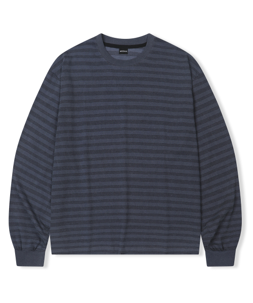 MOOVN(ムブン)の「エッセンシャル ピグメント ストライプ ロングスリーブ Tシャツ ネイビー(Tシャツ/カットソー・レディース・その他・SMALL/MEDIUM/LARGE)」の1枚目の写真