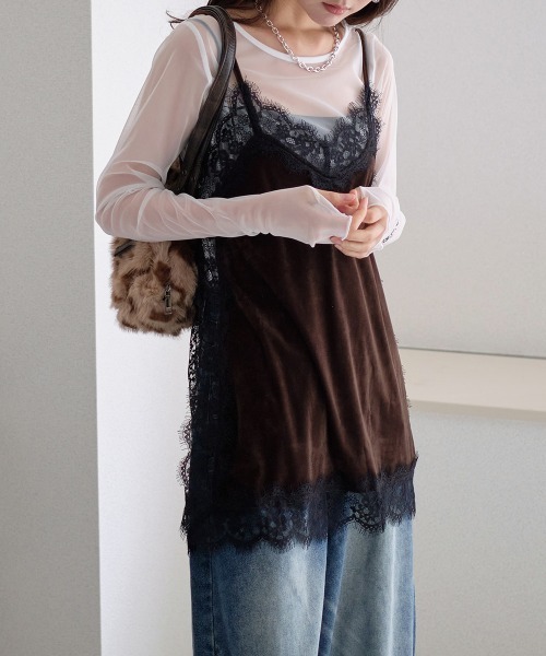 Rejoule(リジュール)の「ボトルネック クルーネック 選べる2パターンフィンガーホールシアートップス(Tシャツ/カットソー・レディース・ブラック系その他/ブラック/ホワイト/ブラウン/ボルドー/ホワイト系その他/ブラウン系その他/レッド系その他・FREE)」の10枚目の写真