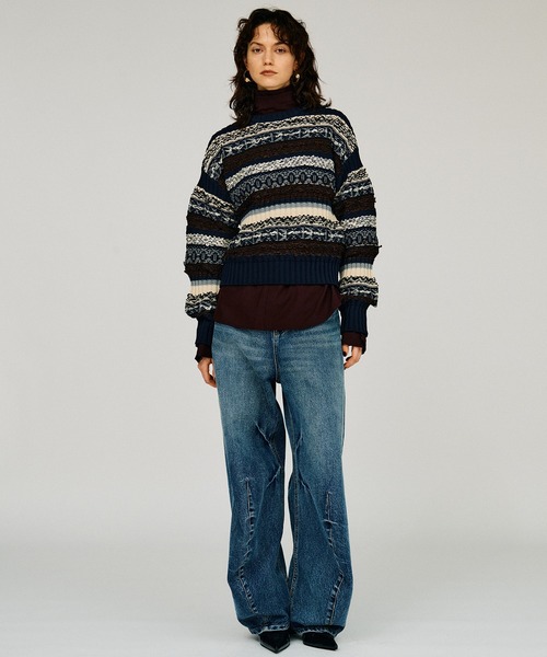 PRANK PROJECT(プランクプロジェクト)の「【2026Winter Pre-Order】フェアアイルニット / Fair Isle Knit(ニット/セーター・レディース・ベージュ/ネイビー・FREE)」の6枚目の写真