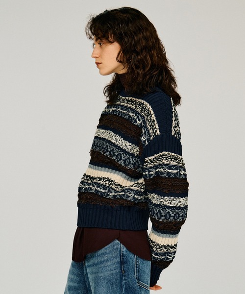 PRANK PROJECT(プランクプロジェクト)の「【2026Winter Pre-Order】フェアアイルニット / Fair Isle Knit(ニット/セーター・レディース・ベージュ/ネイビー・FREE)」の8枚目の写真