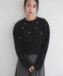 ビジューパフスリーブカーディガン