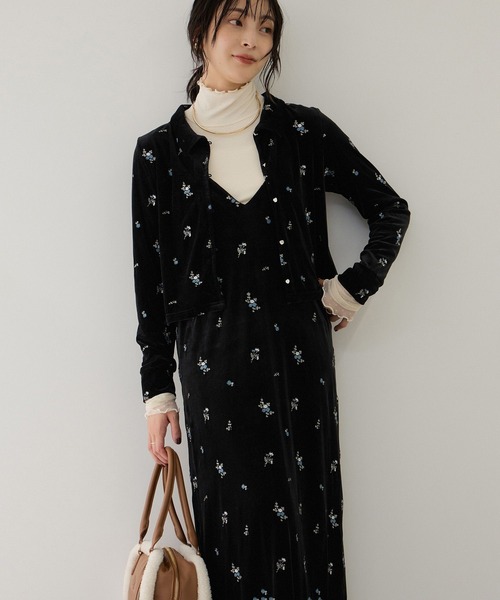 VIS(ビス)の「前後2WAYカラー刺繍ベロアキャミワンピース(ワンピース・レディース・ブラック系その他/ブラウン系その他2・FREE)」の20枚目の写真