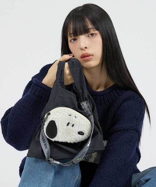 PEANUTS(ピーナッツ)の「【ROOTOTE / ルートート】RS mid Peanuts-1O / ルーショッパー 折りたたみ マチ広 ナイロン スヌーピー(ショルダーバッグ・メンズ・ブラック/カーキ/ブルー/グレイッシュベージュ・フリー)」の1枚目の写真