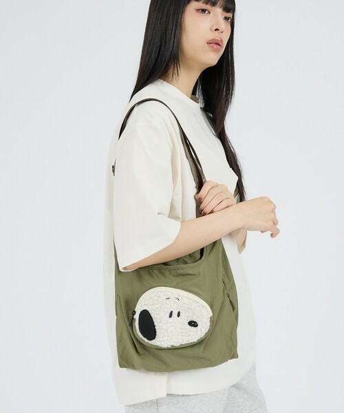 PEANUTS(ピーナッツ)の「【ROOTOTE / ルートート】RS mid Peanuts-1O / ルーショッパー 折りたたみ マチ広 ナイロン スヌーピー(ショルダーバッグ・メンズ・ブラック/カーキ/ブルー/グレイッシュベージュ・フリー)」の9枚目の写真