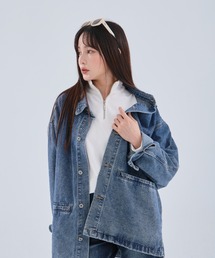 ハーフジップ微起毛ショートスウェット