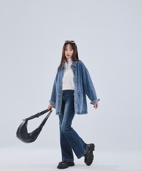 QUEEN SHOP（クイーンショップ）の「ハーフジップ微起毛ショートスウェット（スウェット・レディース・ホワイト/ダークグレー/グレー・FREE）」の8枚目の写真
