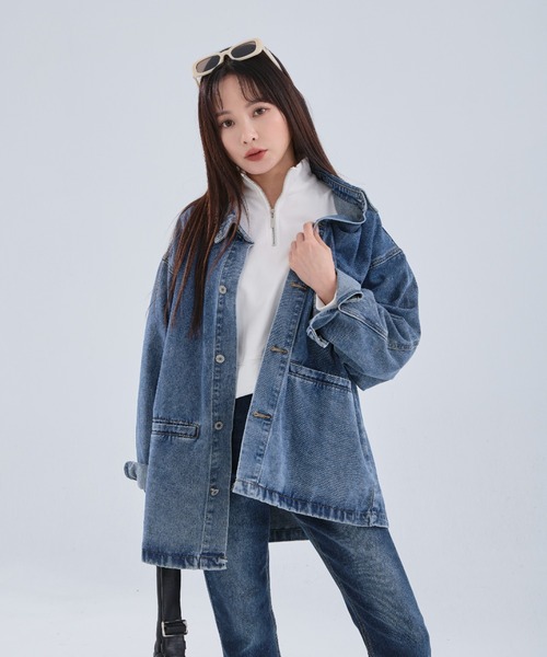 QUEEN SHOP（クイーンショップ）の「ハーフジップ微起毛ショートスウェット（スウェット・レディース・ホワイト/ダークグレー/グレー・FREE）」の5枚目の写真