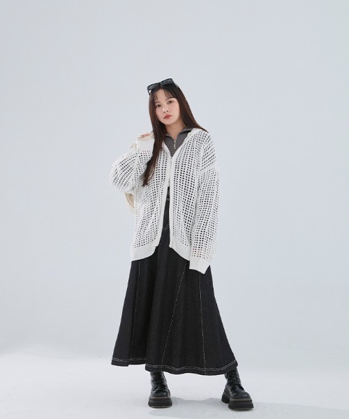 QUEEN SHOP（クイーンショップ）の「ハーフジップ微起毛ショートスウェット（スウェット・レディース・ホワイト/ダークグレー/グレー・FREE）」の17枚目の写真
