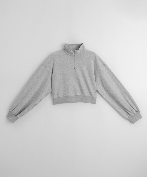 QUEEN SHOP（クイーンショップ）の「ハーフジップ微起毛ショートスウェット（スウェット・レディース・ホワイト/ダークグレー/グレー・FREE）」の10枚目の写真